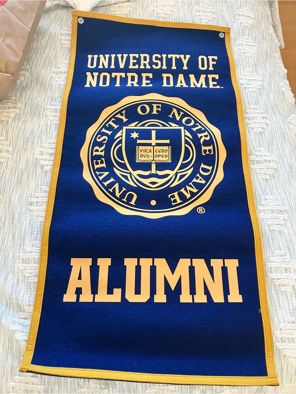 Alumni Notre Dame Blue and Gold Banner
